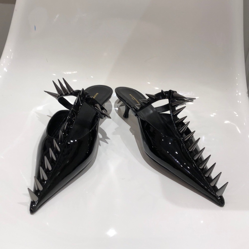 SOLD!!! NIB Balenciaga knife patent spike mule . 9 - Picture 1 of 7